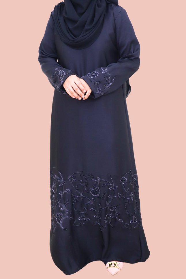 Imported Korean Nida Fabric Abaya with Heavy design handwork