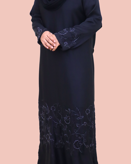 Imported Korean Nida Fabric Abaya with Heavy design handwork