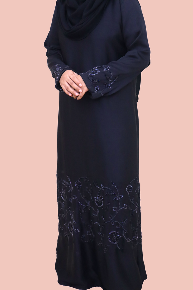 Imported Korean Nida Fabric Abaya with Heavy design handwork