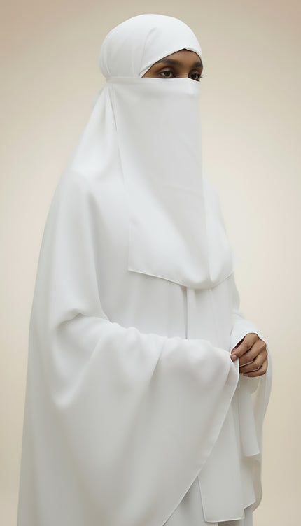 Hijab with Nose Piece – White | Ready-to-Wear Chiffon Hijab