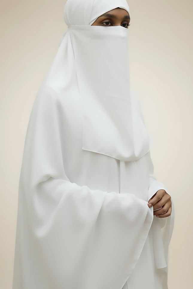 Hijab with Nose Piece – White | Ready-to-Wear Chiffon Hijab