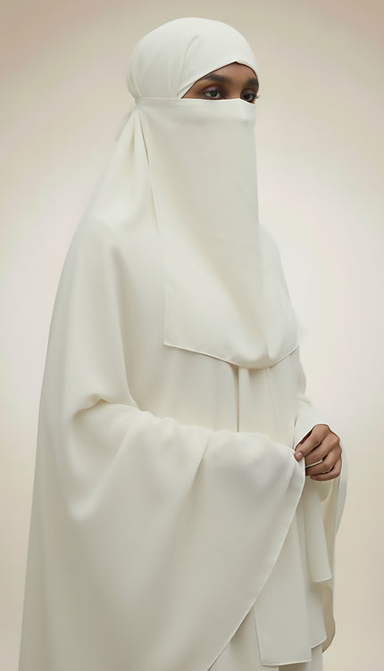 Hijab with Nose Piece – Off White | Ready-to-Wear Chiffon Hijab