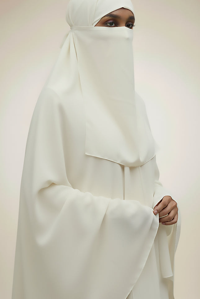 Hijab with Nose Piece – Off White | Ready-to-Wear Chiffon Hijab