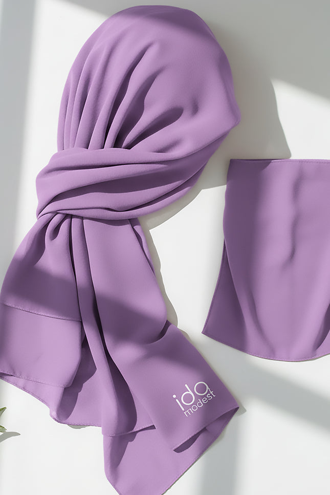Hijab with Nose Piece – Purple | Ready-to-Wear Chiffon Hijab