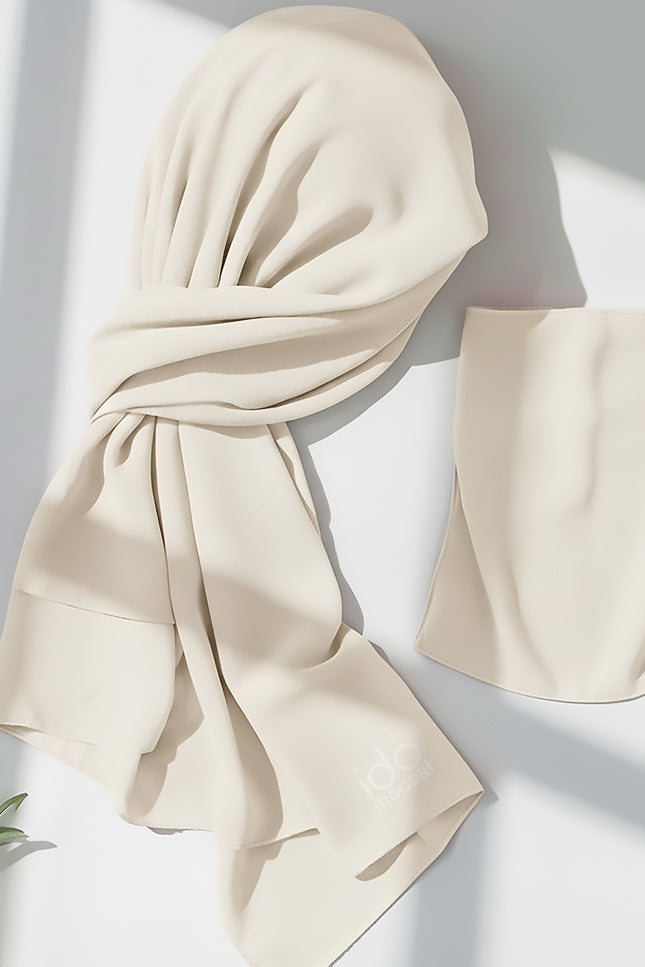 Hijab with Nose Piece – Off White | Ready-to-Wear Chiffon Hijab