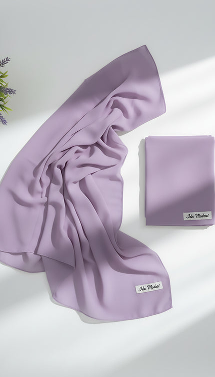 Purple Plain Hijab -  Wool Soft Korean Chiffon Fabric