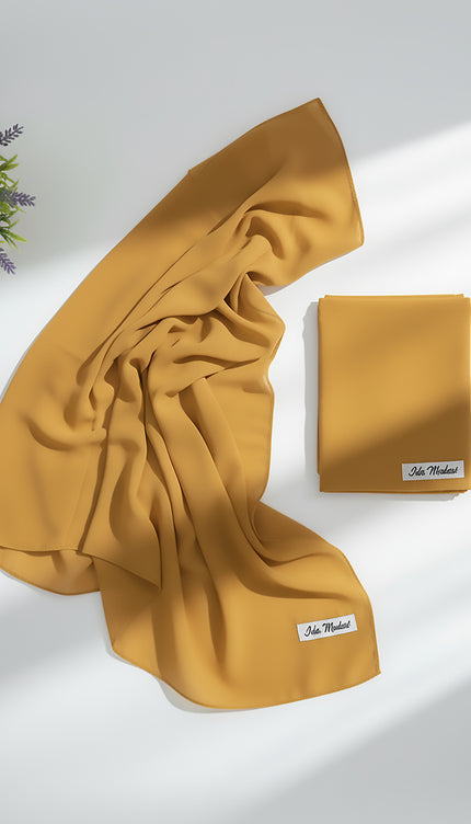 Mustard Yellow Plain Hijab -  Wool Soft Korean Chiffon Fabric