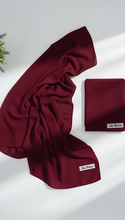 Maroon Plain Hijab -  Wool Soft Korean Chiffon Fabric