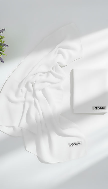 White Plain Hijab - Wool Soft Korean Chiffon Fabric