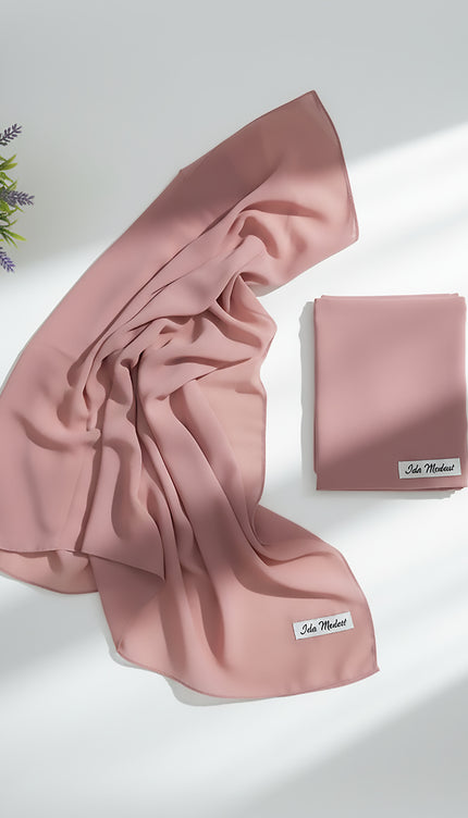Powder Pink Plain Hijab -  Wool Soft Korean Chiffon Fabric