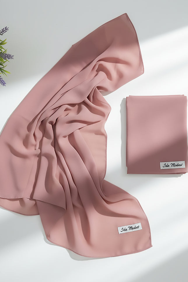Powder Pink Plain Hijab -  Wool Soft Korean Chiffon Fabric