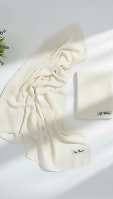 Off‑White Plain Hijab -  Wool Soft Korean Chiffon Fabric