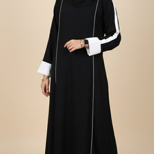 White Sleeves Daily wear Abaya using Imported Korean Nida