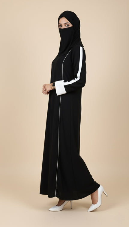 White Sleeves Daily wear Abaya using Imported Korean Nida