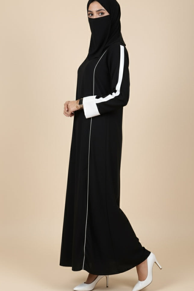 White Sleeves Daily wear Abaya using Imported Korean Nida