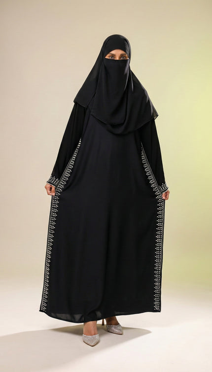 Umbrella-Sleeve Crystal Abaya with Cutdhana | Royal Luxury Nida