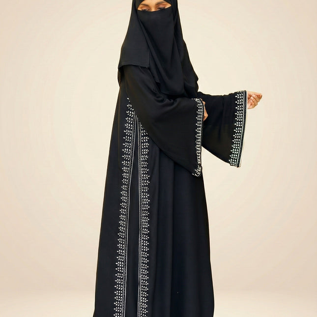 Umbrella-Sleeve Crystal Abaya with Cutdhana | Royal Luxury Nida