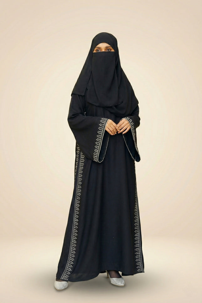 Umbrella-Sleeve Crystal Abaya with Cutdhana | Royal Luxury Nida