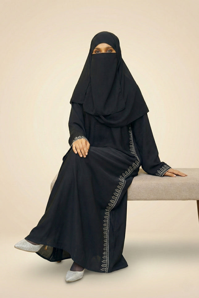 Umbrella-Sleeve Crystal Abaya with Cutdhana | Royal Luxury Nida