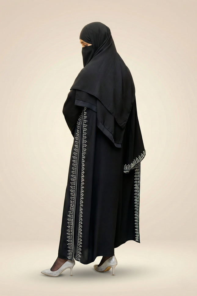 Umbrella-Sleeve Crystal Abaya with Cutdhana | Royal Luxury Nida