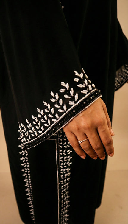 Umbrella-Sleeve Crystal Abaya with Cutdhana | Royal Luxury Nida