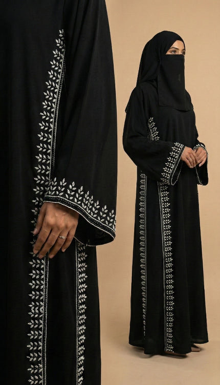 Umbrella-Sleeve Crystal Abaya with Cutdhana | Royal Luxury Nida
