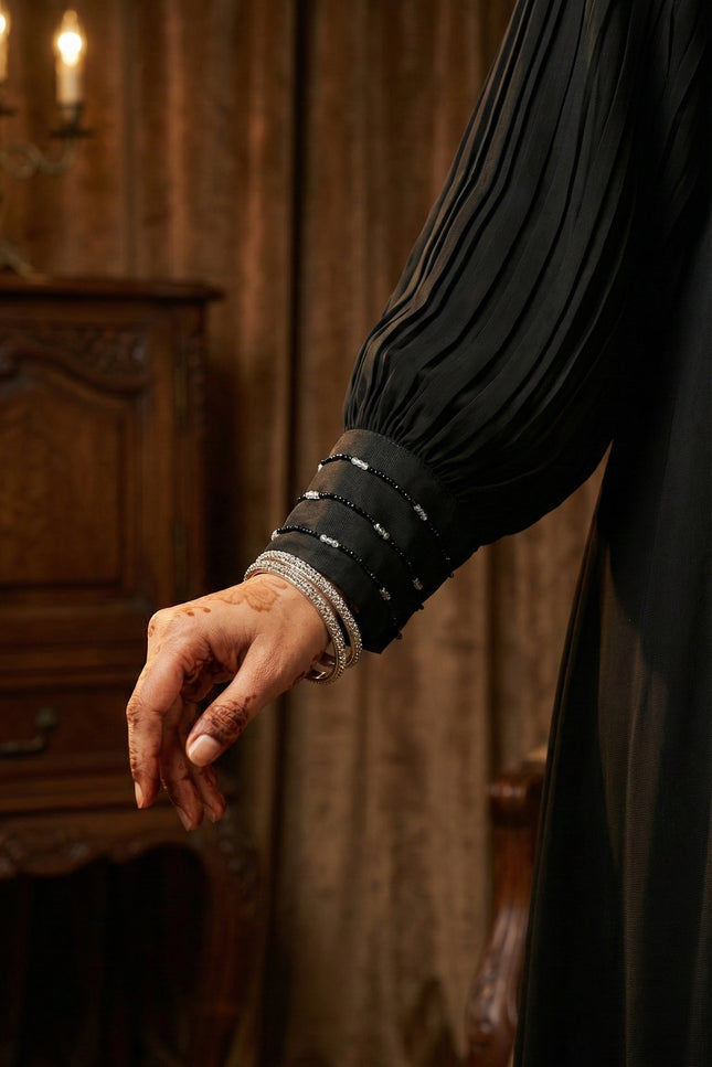 Black Korean Nida Princess Style Abaya Mother & Daughter Set