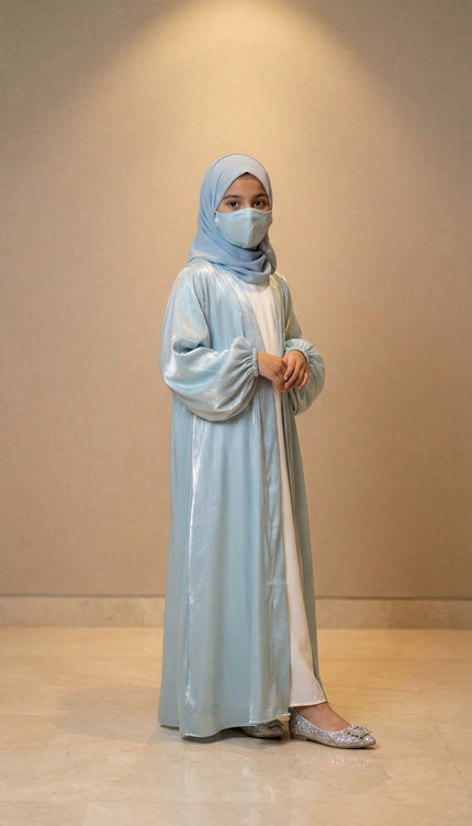Luxury Kids Jacket Abaya Elegant Layered Modest Wear