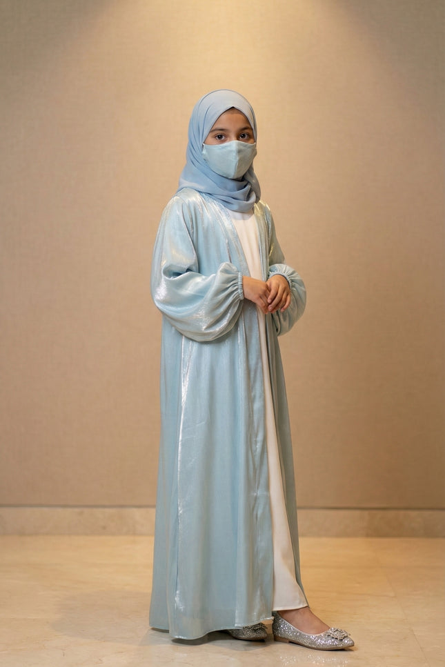 Luxury Kids Jacket Abaya Elegant Layered Modest Wear
