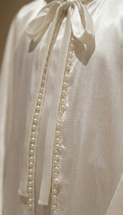 Ivory Kids Abaya with Pearl Detail | Luxury Eid Wear