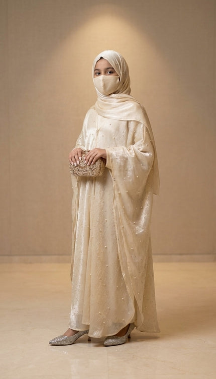 Elegant Princess Style Kids Abaya with Pearl Embellishments