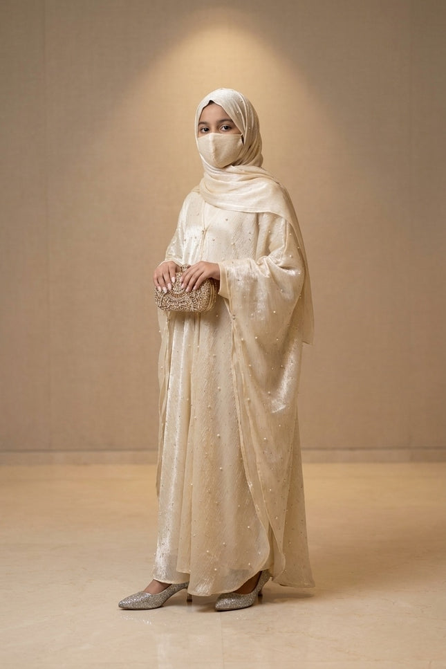 Elegant Princess Style Kids Abaya with Pearl Embellishments