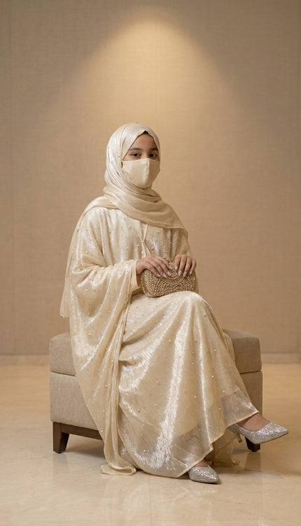 Elegant Princess Style Kids Abaya with Pearl Embellishments