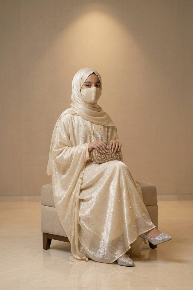 Elegant Princess Style Kids Abaya with Pearl Embellishments