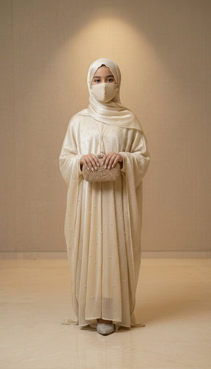 Elegant Princess Style Kids Abaya with Pearl Embellishments