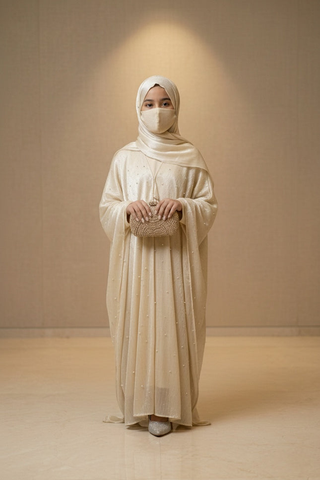 Elegant Princess Style Kids Abaya with Pearl Embellishments