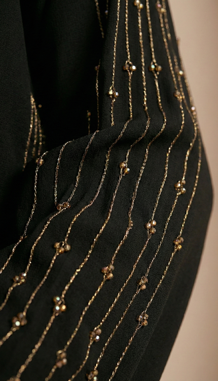 Modern Luxury Abaya with Golden Zari Detailing