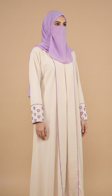 Luxury Modest Wear Designer Semi-Abaya with Heart Cuff Detail