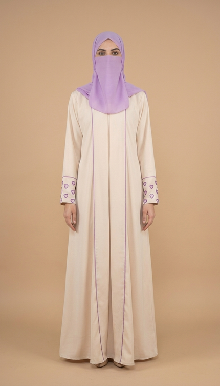 Luxury Modest Wear Designer Semi-Abaya with Heart Cuff Detail