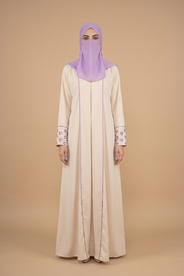 Luxury Modest Wear Designer Semi-Abaya with Heart Cuff Detail