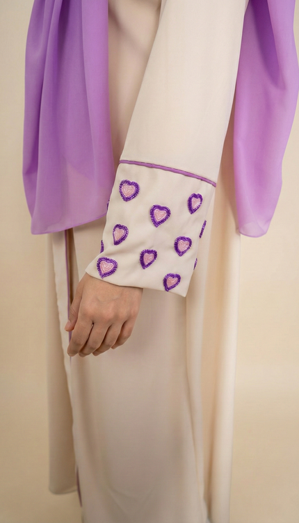 Luxury Modest Wear Designer Semi-Abaya with Heart Cuff Detail