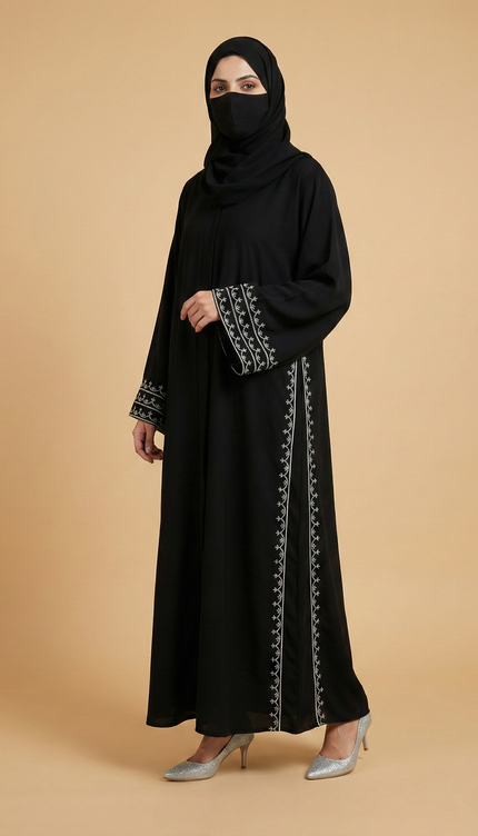 Elegant Black Umbrella Style Designer Abaya | Premium Korean Nida Fabric