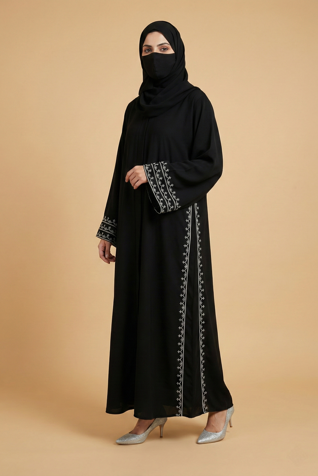 Elegant Black Umbrella Style Designer Abaya | Premium Korean Nida Fabric
