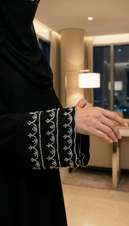 Elegant Black Umbrella Style Designer Abaya | Premium Korean Nida Fabric