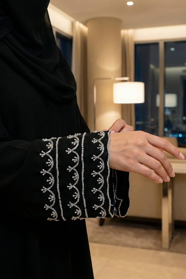 Elegant Black Umbrella Style Designer Abaya | Premium Korean Nida Fabric