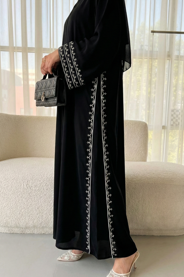 Elegant Black Umbrella Style Designer Abaya | Premium Korean Nida Fabric