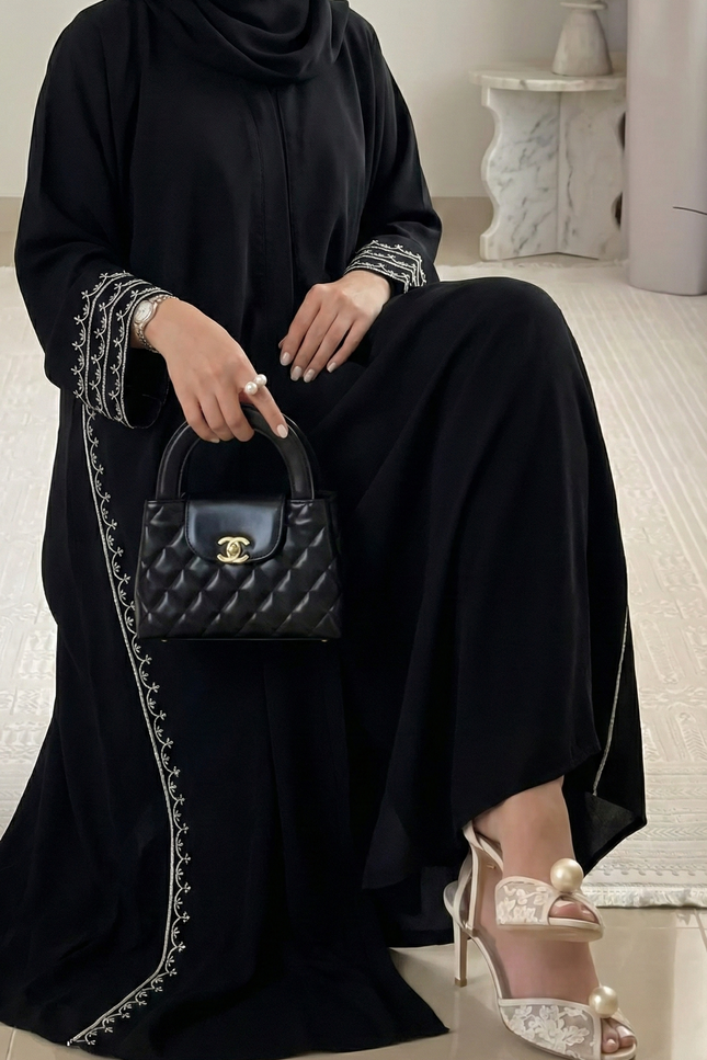 Elegant Black Umbrella Style Designer Abaya | Premium Korean Nida Fabric