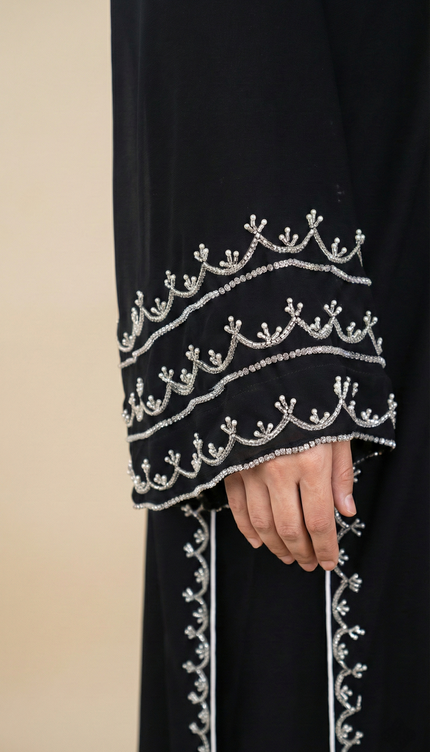 Elegant Black Umbrella Style Designer Abaya | Premium Korean Nida Fabric