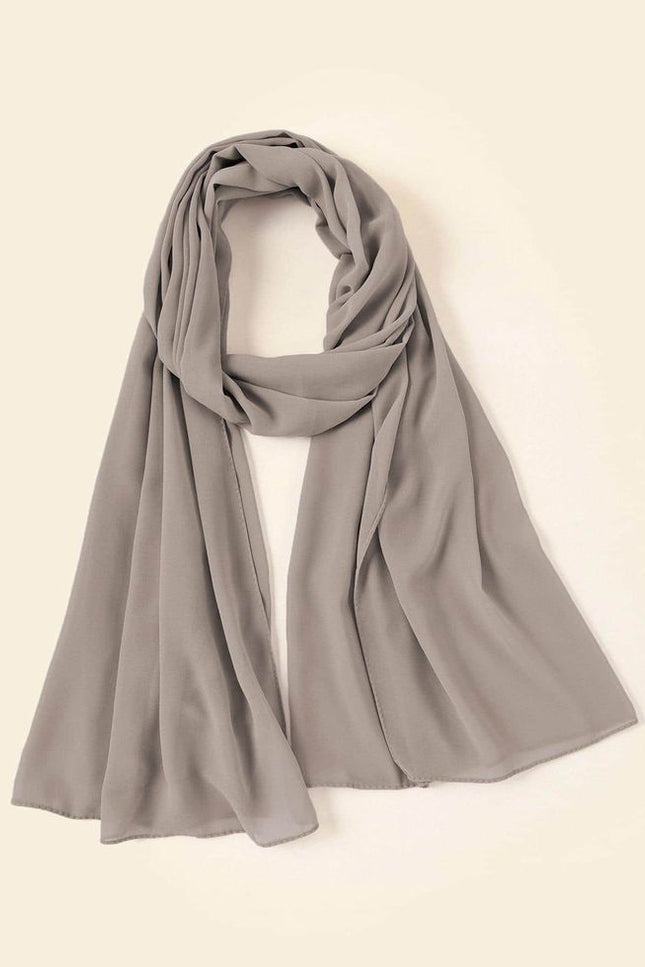 Grey Plain Hijab - Wool Soft Korean Chiffon Fabric
