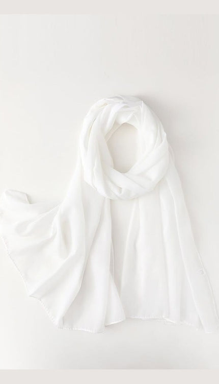 White Plain Hijab - Wool Soft Korean Chiffon Fabric